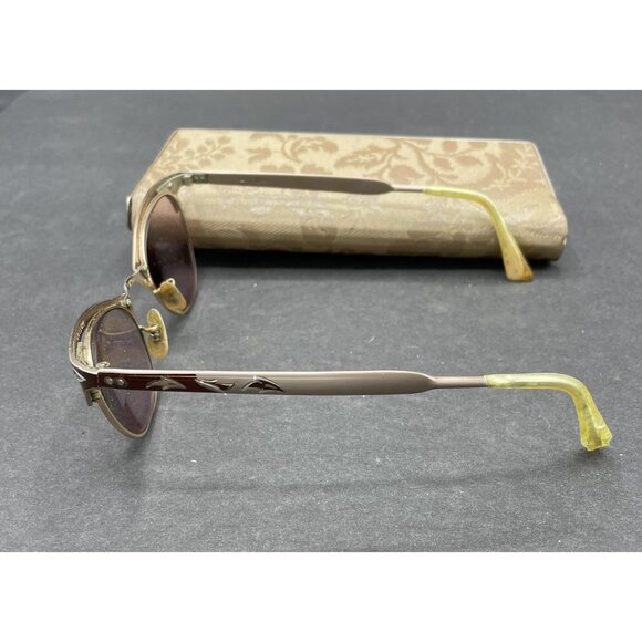 VTG Cat Eye Glasses Mid Century Gold Tone Ornate 1/10 12K GF 44 Alum With Case - Picture 4 of 16